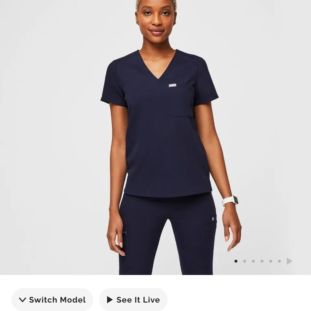 Women's Navy V-Neck Top